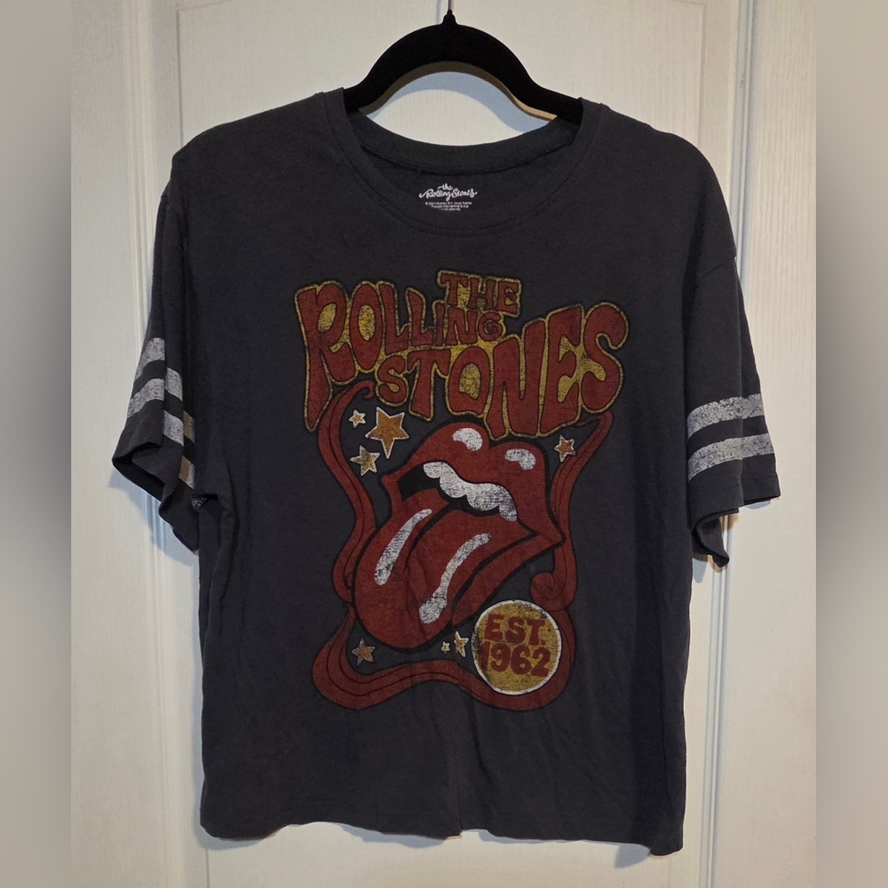 The Rolling Stones Band Tee Rock Y2K Style W Size S 4-6 Distressed gray Tee